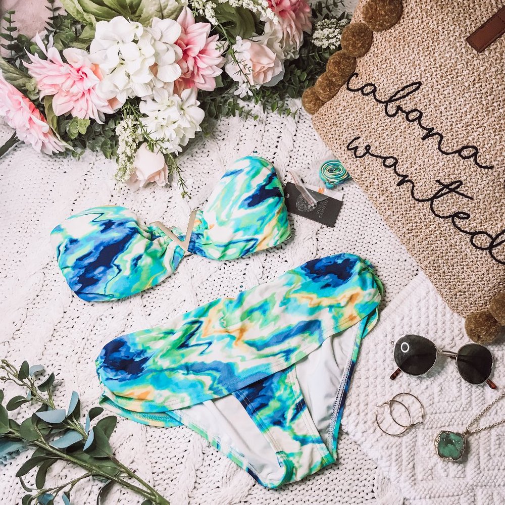 Vince Camuto Bikini Bandeau & Banded Bottoms XS/SM